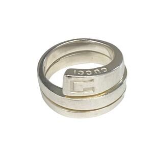 Gucci Silver 925 Vintage Spiral G Logo Ring  Size 7